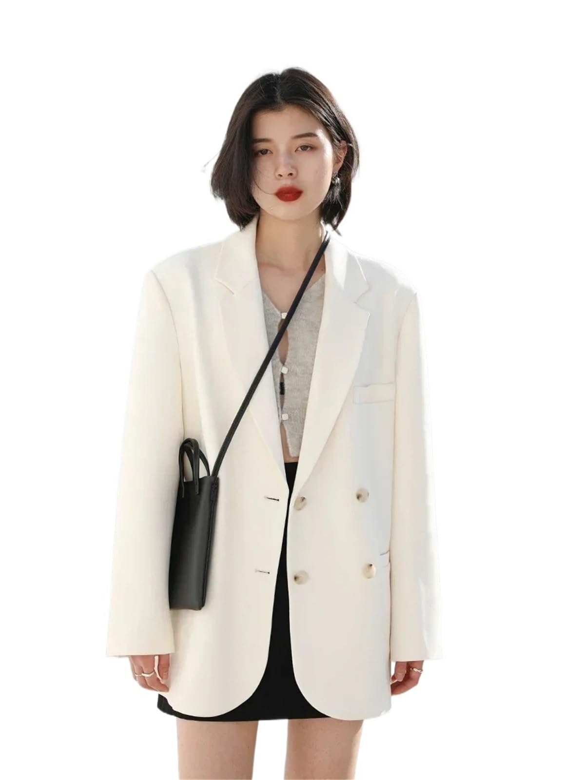 Blazer da Donna Blazer da Donna Casual Tinta Unita a Maniche Lunghe, Cappotti Coordinati, Elegante Abbigliamento Ufficio, Primavera Autunno