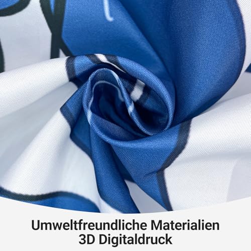 Lerores Shower Curtain, 240 x 200 cm, Blue Leaf, Weighted Hem, Anti-Mould Textile, Water-Repellent - Image 3