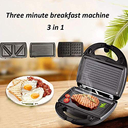 FZYE Waffeleisen Sandwich Toaster Maschine, 3 in 1, abnehmbare Edelstahlplatten Multifunktions elektrische Backform… – Bild 3