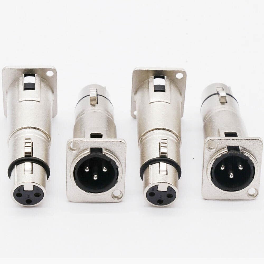4PCS For D Panel Mountin XLR Male to XLR Female Feed/Pass Thru Connector Adapter