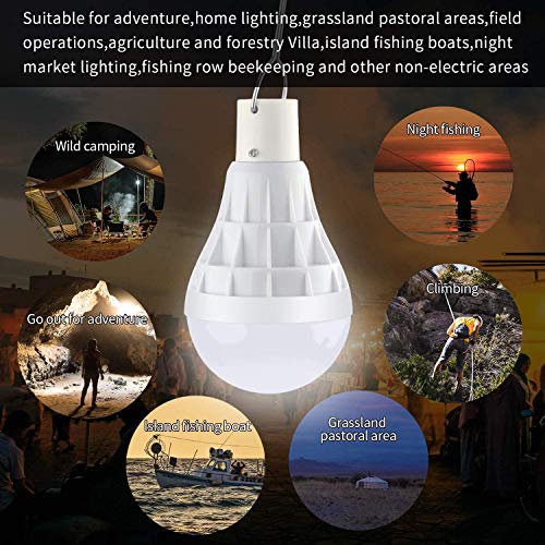 TechKen Solar Glühbirnen 1 Pack mit Fernbedienung, Solarlampen für Außen LED Licht, mit 3M Kabel, 4 Modi, tragbare LED… – Bild 7