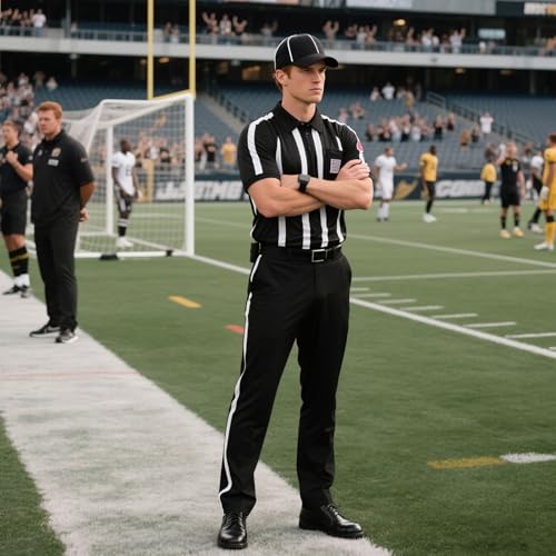 TopTie Offizieller Schiedsrichterhut Einstellbare Schwarz mit weißem Streifen Baseball Mütze für Fußball Referenz, Schiedsrichter