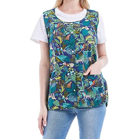 Nanxson Women Cobbler Apron with 2 Patch Pockets, Cotton Printed Bib, Smock with Buttons for Work Chef kitchen CF3177 Cover