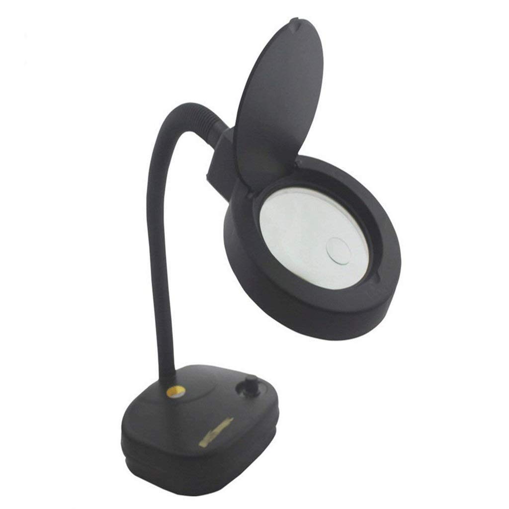 Lámpara de Escritorio con Lupa para Trabajos de Cerca, Lente iluminada Brillante, luz para Rompecabezas, Manualidades y Lectura para tareas de sobremesa, 5-10 aumentos, rotación de
