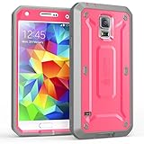 Galaxy S5 Case, SUPCASE [Heavy Duty] Samsung Galaxy S5 Case [Unicorn Beetle PRO Series] Full-body Rugged Case with Built-in Screen Protector (Pink/Gray), Dual Layer Design + Impact Resistant Bumper