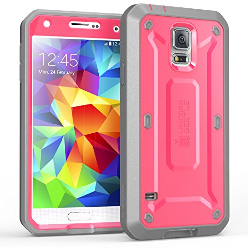 Galaxy S5 Case, SUPCASE [Heavy Duty] [Unicorn Beetle Pro Series] Full-body Rugged Case with Built-In Screen Protector for Samsung Galaxy S5 Case, Dual Layer Design Impact Resistant Bumper (Pink/Gray)