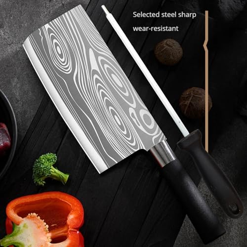 Image of Machado Forging Serbian Chef Knife Set - 12 inch Full Tang High Carbon Clad Steel Butcher Cleaver with Knife Sharpener - Perfect for Vegetables, Fish, Meat - Ideal for Kitchen, Hotel, Restaurant