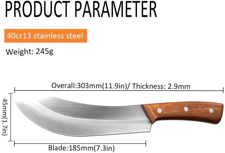 Meat Cleaver,Cleaver Knife Stainless Steel Meat Fish Fruit Vegetables Chopping Slicing Kitchen Chef Butcher Cleaver Knife Kitchen Knife Machete Knife