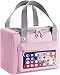 Bolsa Térmica Porta Alimentos Impermeable , Nevera Porta Alimentos/Bolsa Isotérmica para Picnic/Bolsa de Almuerzo Plegable con Bolsillo Pantalla Táctil para Playa,Picnic,Camping,Barbacoa 8l (Rosa)
