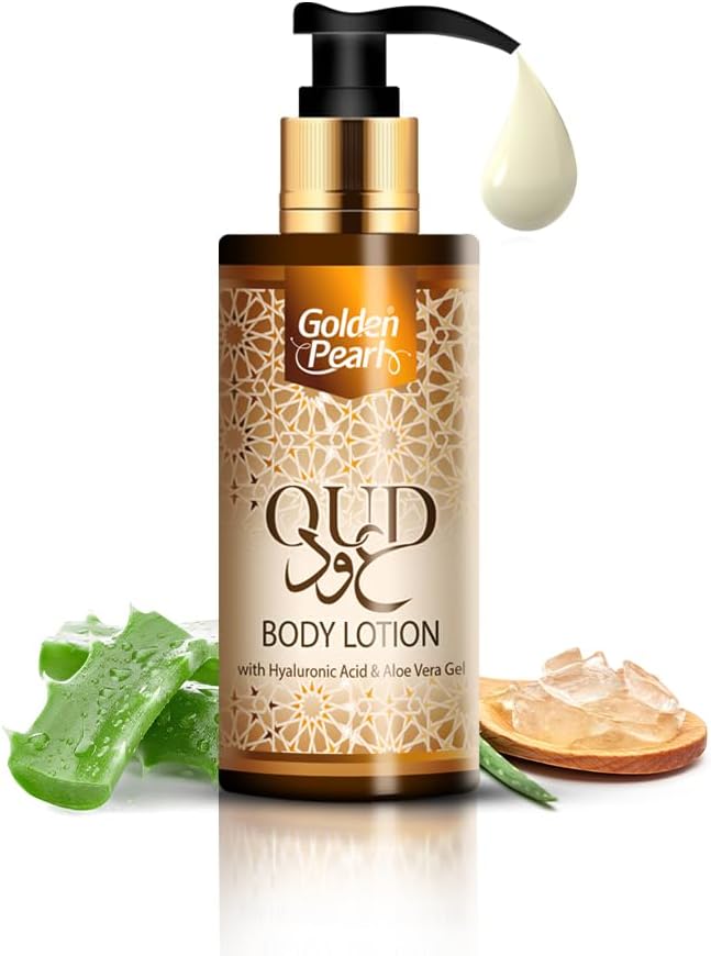 Golden Pearl OUD Lotion 400ml Skin Care Face Moisturizer Body Lotion for Women (مرطب) Hyaluronic Acid and Aloevera Lotion Non Greasy Face and Body Moisturiser Lotion (Pack of 2)