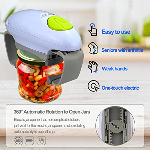 Electric Jar Opener For Weak Hands/Seniors With Arthritis Kitchen Gadget One Touch Automatic Jar Opener Restaurant Higher Torque Jar Openers Bottle Opener For Arthritic Hands Easy Open Any Size #TOP2