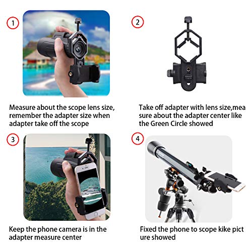 Cell Phone Adapter Mount - Tiaoyeer Cellphone Smartphone Quick Photography Adapter Mount Compatible Binocular Monocular Spotting Scope Telescope Microscope (Big Type Smartphone Adapter)