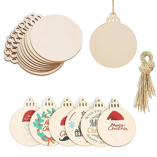 DAHI 50pcs Christbaumschmuck Anhänger Weihnachtsdeko Holzanhänger...
