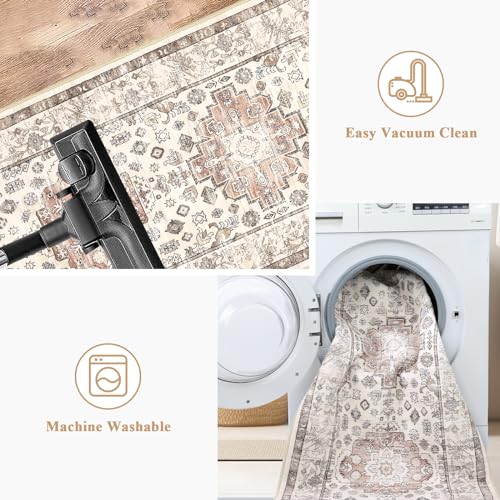 Pauwer Boho Hallway Runner Rug 2x6 Washable Entryway Area Rugs Non Slip Farmhouse Vintage Floor Mat Carpet Runner for Hallways Laundry Room Kitchen Bathroom Bedroom