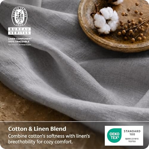 Image of Bedsure PureWoven Linen Sheets King Size, Cotton Linen Blend Sheets, 4PCS