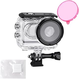 JOYSOG Go 3 Dive Protective Housing Shell & UV Filter for Insta360 Go 3 Camera, Waterproof Shell Protective Case Underwater 20 Meters with Quick Release Mount(Pink)