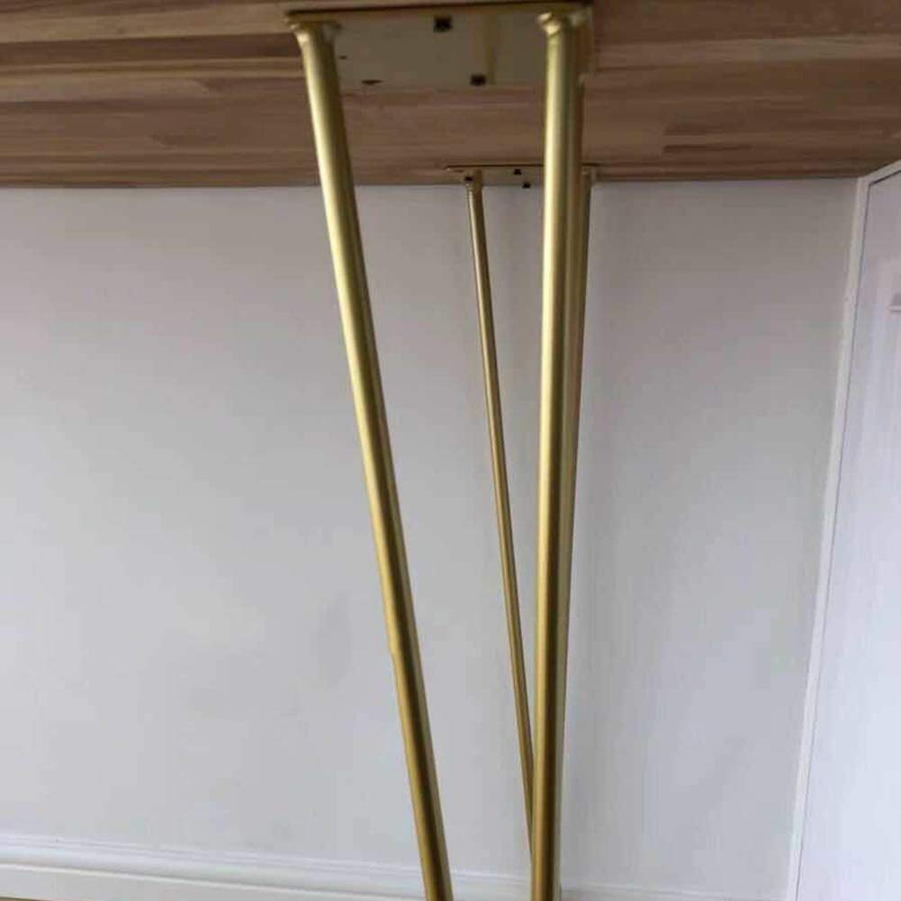 Metalowe nogi stołowe typu hairpin z regulowanymi stopkami do montażu mebli (złote, 45 cm, 18 cali)