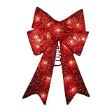 Kurt Adler UL0885 Lighted Bow Hanger Tree Topper, 14-Inch, Red