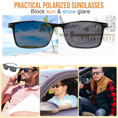 Image of Blue Light Blocking Glasses Men with Polarized Sunglasses Clip for Driving, Computer Glasses Reduce Eyestrain