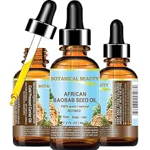 Botanical Beauty BAOBAB SEED OIL 100% Pure Natural Refined Cold-Pressed Carrier Oil 2 Fl oz 60 ml For Face Skin Body Hair Lip Nails Rich in Vitamin C
