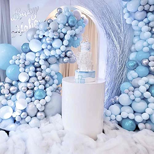 Image of PartyWoo Pearl Light Blue Balloons 50pcs Baby Pastel Blue Color 12 Inch | Balloons for Graduation Baby Shower Gender Reveal Weddings Anniversary under the Sea Theme Party Decorations Blue-Z22