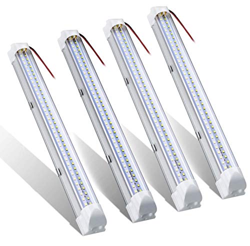 LED Barra de Luz Interior del Coche,【4 PCS】12-85V 6500K Luces Interiores con Interruptor, 72 LED Iluminación Interior, Universal lámpara de Coches Barra de Luz Cover