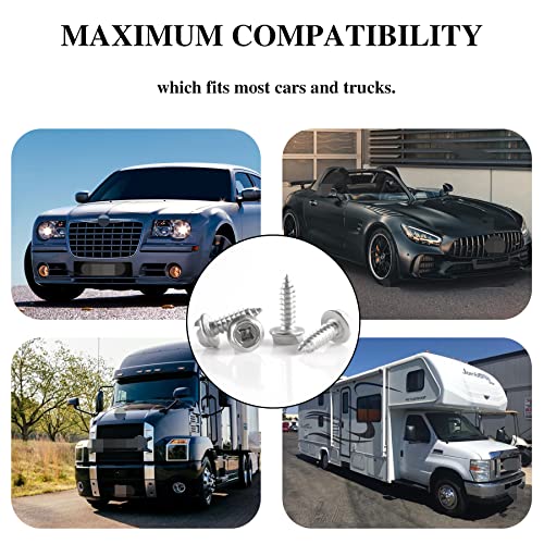 Livtee Rustproof License Plate Screws For Securing License Plates Frames And Covers On Cars And Trucks, 4 Sets Premium Stainless Steel Self Tapping Mounting Bolts, Silver #TOP4