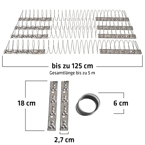 Gardigo® Spirala odstraszająca gołębie na 5 metrów | spirala odstraszająca ptaki ze stali nierdzewnej | 4 spirale po 125 cm, długość całkowita 5 m | wyprodukowano we Włoszech | ochrona przed ptakami