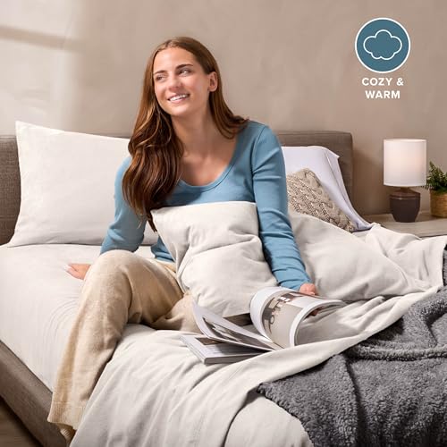 Image of Bare Home Super Soft Fleece Sheet Set (King, Antique White) | Extra Plush Polar Fleece, No-Pilling Bed Sheets, All-Season, Cozy Warmth, Deep Pockets 6 to 15 Inches