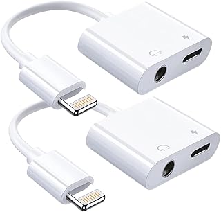 [Apple MFi Certified] iPhone Headphones Adapter & Splitter, Lightning Adapter 3.5mm Dongle Charger 2 in 1 Dual Cable Aux Audio Adapter Compatible with iPhone 14/ 14 Pro Max/ 13 Pro Max/12 Pro/11/SE/X/XR/XS/SE/8/7/6