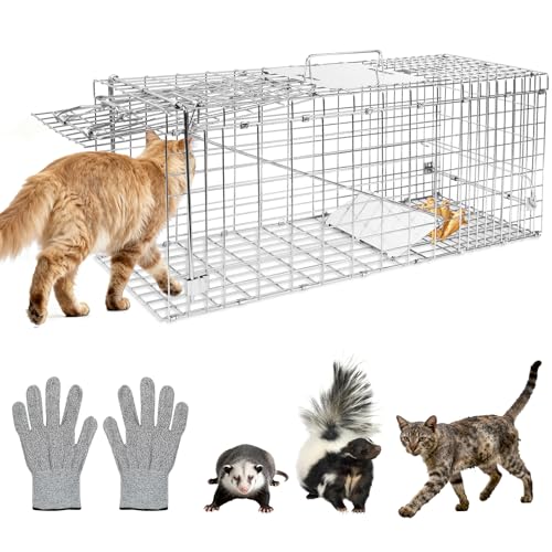 Humane Live Animal Trap Cage 32' × 13' × 11',Heavy-Duty Live Catch Cage for Raccoon, Squirrel,...