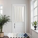 KOUFALL Door Curtain for Door Window,Small Linen Privacy Sheer Short Window Curtains for Kitchen Bathroom,40 Inch Length Long,1 Panel,Off White/Cream Beige