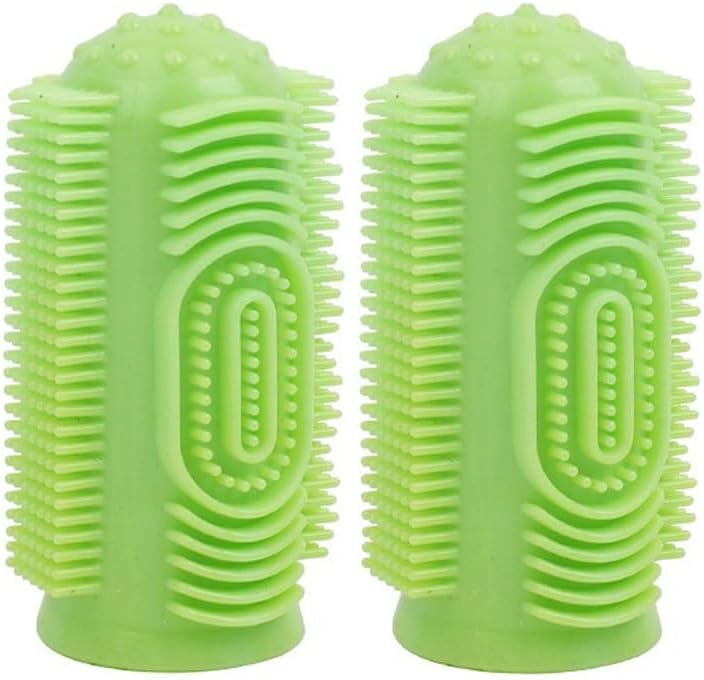 2 Pack 360-Degree Silicone Dog Finger Toothbrush Pet Cleaning Finger Covers Dog Finger Toothbrush Cat Toothbrush Puppy Finger Toothbrush for Dog Teeth Cleaning&Dog Dental Care