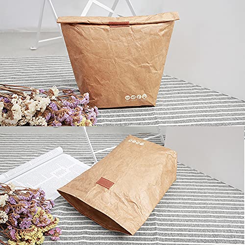 Reusable Insulated Lunch Bag Brown Paper Snack Bag Cooler Grocery Bags For Adults Work Office Picnic #TOP5