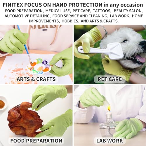 Image of Nitrile Disposable Green 3.5mil Powder-Free Latex-Free Medical Food Gloves | Powder-free, Latex-free,Food-grade,Industrial-grade,Green,Comfortable fit,Examination,Food Use,House Home Cleaning