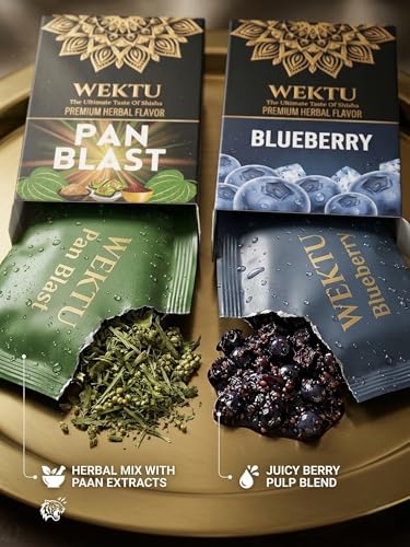 Image of WEKTU Premium Herbal Hookah Flavour, Pan Blast and Blueberry, No Tobacco, No Nicotine, Pure Plant Extracts