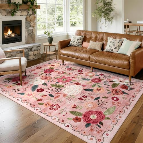 Tapete Boho Floral 5x7 Pulgadas Lavable Antideslizante miniatura 1
