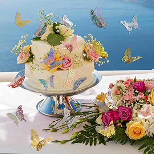 Hmasyo 48Pcs 3D Butterfly Wall Decor Stickers - 3 Sizes 4 Styles Shiny Butterfly Decorations For Birthday Party Baby Shower Wedding Cake, Butterfly Stickers Decals For Kids Nursery Classroom Bedroom #TOP2