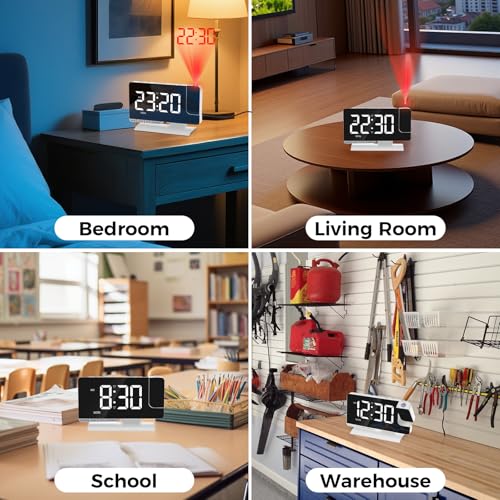 Reloj despertador con espejo LED ajustable para evitar la fatiga visual nocturna 8