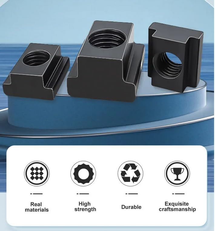 TICFOX 5 pcs Steel T-Slot Nut Black Oxide Finish T Slot Nuts M14 Threads Fit Into T slots In Machine Tool Tables for Aluminum Profile - Image 2