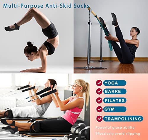 Cooque Yoga Socks Non Slip Skid With Grips Barre Socks Pilates Socks For Women Girls 2 Pack Black-Backless-2 Pack #TOP4