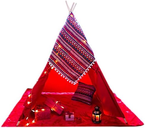 Clever sprouts xiaowantong 2019 New Children Indoor Teepee Kids Play Tent (RED)
