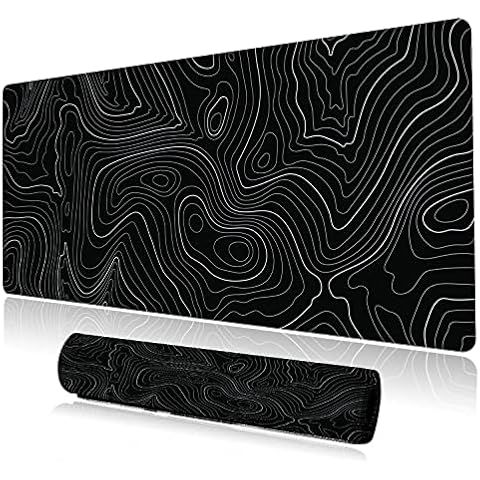 Desk Mat, Topographic Map Lines Pattern Large Desk Pad Extended Gaming Mouse Pad, 35.4 x 15.7inch Mouse Pad with Non-Slip Rubber Base Stitched Edges, Home Office Decor for Women Girls Men Boys Cover