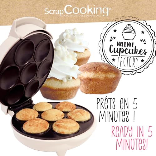 ScrapCooking - Maschine für Cupcakes & Muffins – Mini Cupcakes Factory – Gerät zum Herstellen von Muffins in 5 Minuten – Geschenk zum Backen – inklusive Rezept – 3892, weiß