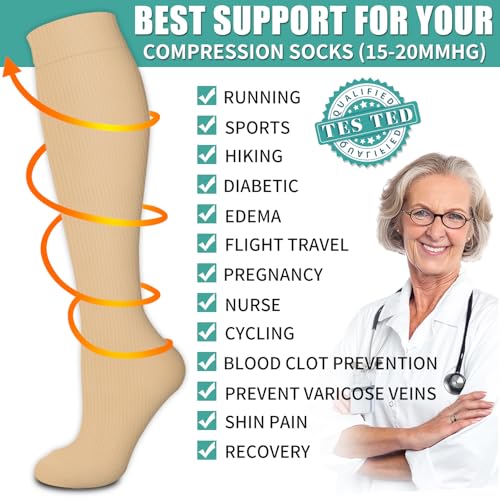 Image of Laite Hebe 3 Pack Medical Compression Sock-Compression Sock For Women and Men Circulation -Best for Running,Nursing,Athletic Sports