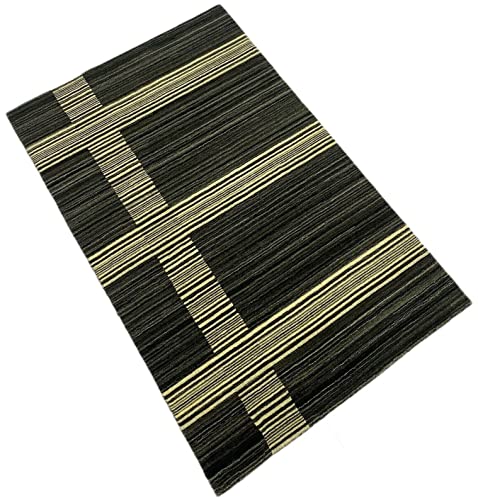 Alfombra Gabbeh compatible con marrón, beige y gris, 100% lana, tejida a mano, 120 x 190 cm, S66