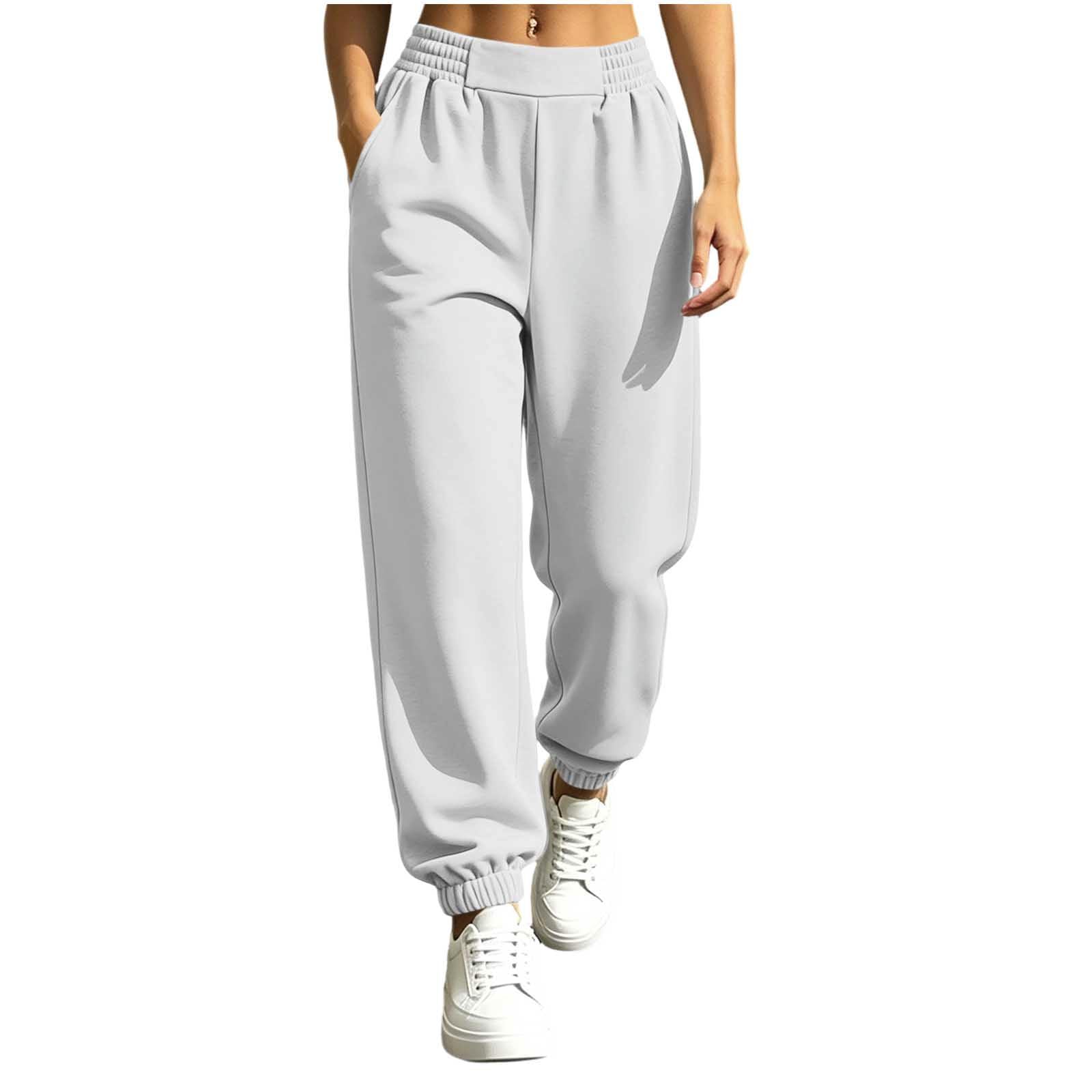 Generico Pantaloni Sportivi Donna Pantaloni Tuta a Vita Alta Comodi Pantalone a Gamba Larga Larghi e Leggeri Pantalone da Corsa con Tasche Dritti Pants Baggy per Allenamento Jogging Fitness