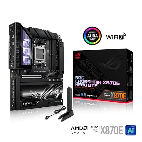 Image of ROG Crosshair X870E Hero BTF AMD ATX Board with Hidden-Connector Design & high-Power GPU Slot for Clean Cable Management, 18+2+2 Power, DDR5, WiFi 7, 5X M.2, PCIe 5.0, USB4, Advanced AI PC Ready