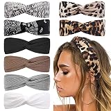 Huachi Fashion Headbands for Women Twist Knot Boho Leopard Print, Soft Elastic Hair Bands for Teen G