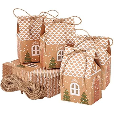 BESARME 36 Pieces Mini Christmas Party Favor Boxes Gift Bags, Small Gift Boxes Xmas Treats Party Favors Stocking Stuffers Cover